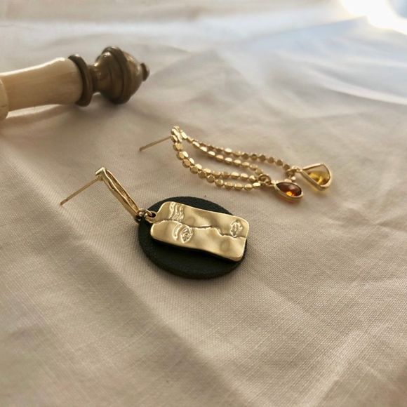 New Picasso Earrings Face Earrings 14K Gold Face Earrings Abstract Earrings - Picture 7 of 7